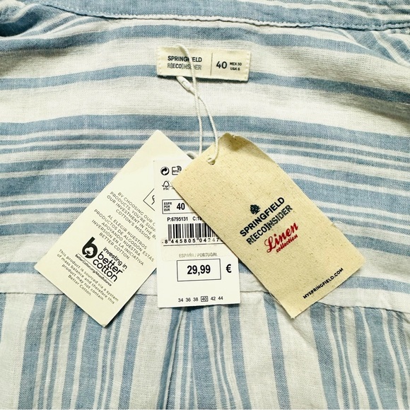 Striped Blue Button Down Shirt for Women - Picture 7 of 8